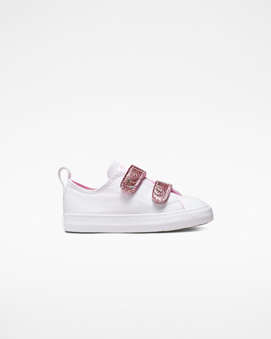 Zapatillas Bajas Converse Chuck Taylor All Star Easy-On Glitter Strap Niña Blancas Naranjas Rosas Blancas | PE 5P7WEL